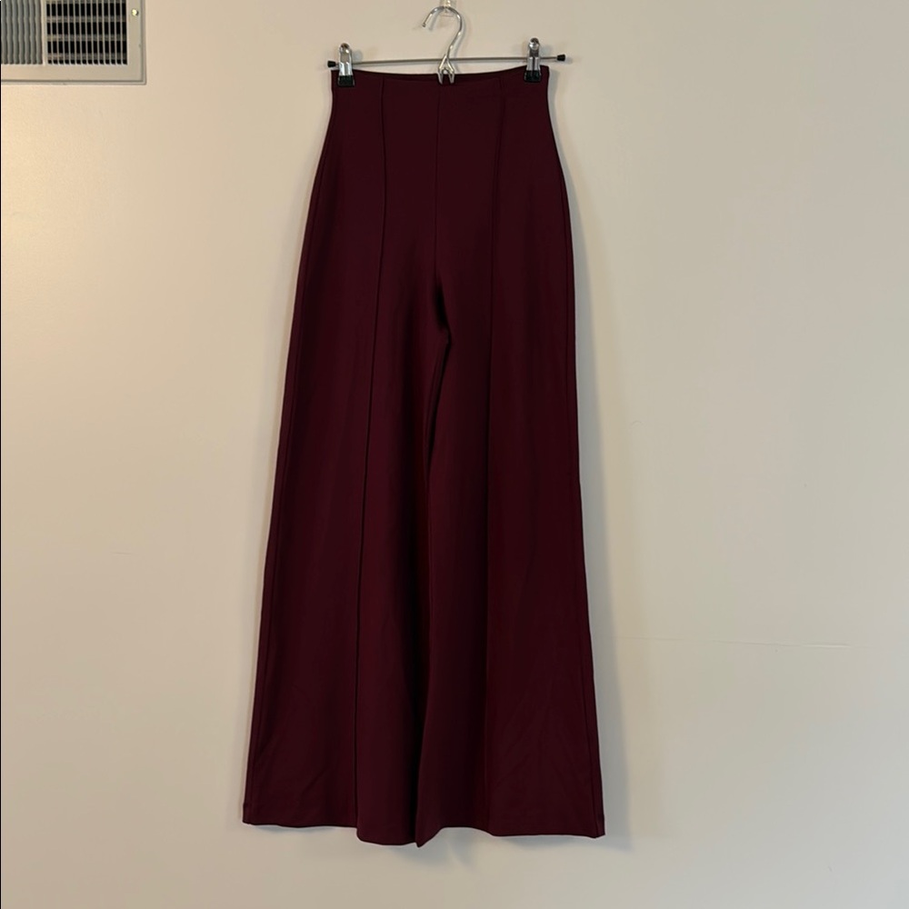 Red Wide Leg High-Waisted Pants